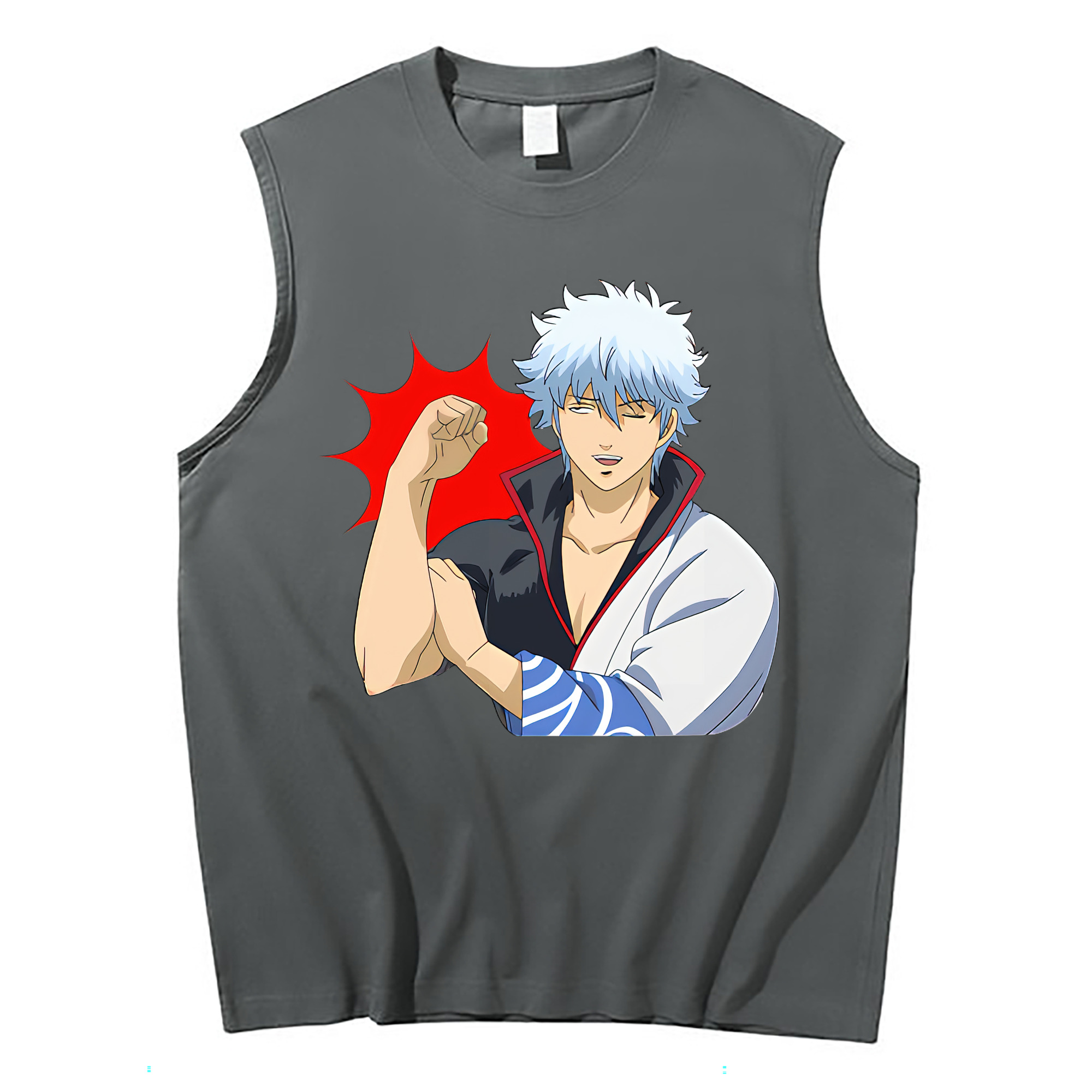 （画像用） ぎんたま 坂田銀時（さかたぎんとき） 神楽 志村新八（しむら しんぱち） GINTAMA Sakata Gintoki Kagura Shimura Shinpachi コットン100％タンクトップ（フロントプリント）